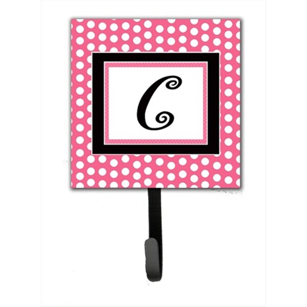 Jensendistributionservices Letter C Initial Monogram - Pink Black Polka Dots Leash Holder Or Key Hook MI2100894 - main